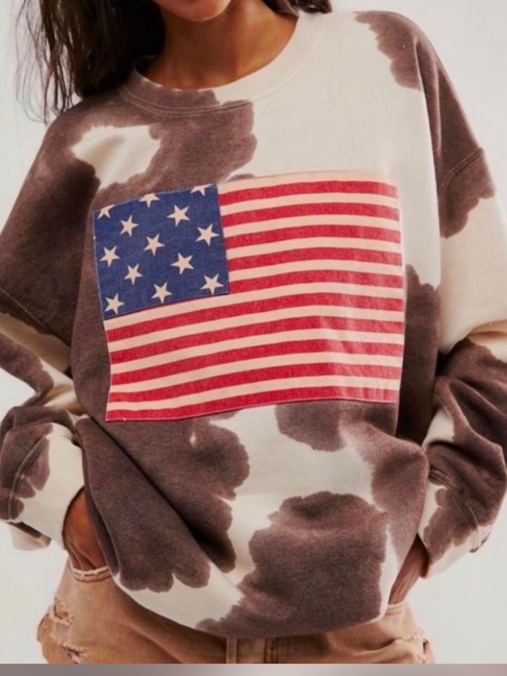 Tricia Fix Hand Dyed Cowboy American Flag Crewneck Rare